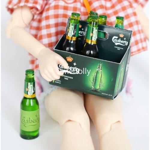 1Set MINI 1/6 Dollhouse Miniature Drinks 6 Bottles of Beer Model with Box Pretend Play Blyth Barbies Doll Food Toy Accessories