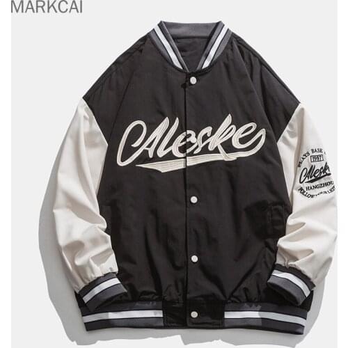 2021 Autumn Winter Men Jacket Loose Baseball Uniform Letter Casual Threaded Cuffs Embroidery Korean Design