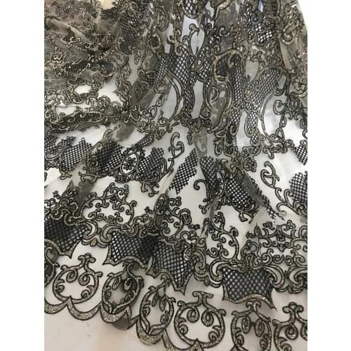 New design African High Quality glitter sequins tulle mesh Lace Fabric ZH-6224 For dress Wedding dress evening dress