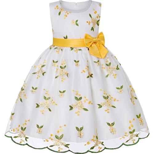Girls Clothes New Embroidery Bowknot Dress Lace Princess Dresses Tutu Skirt Girl Dress Children Costume Easter Costume 2-10 Year