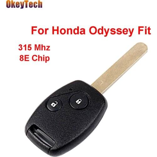 OkeyTech for Honda Remote Key 2 Buttons 315Mhz 8E Chip Auto Car Remote Control Key Fob Blade for Honda Odyssey Fit 2006 2007