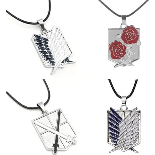 Attack On Titan Necklace Wings Of Freedom Eren Scout Legion Stationary Guard Military Police Trainee Squad Pendant Anime Jewelry