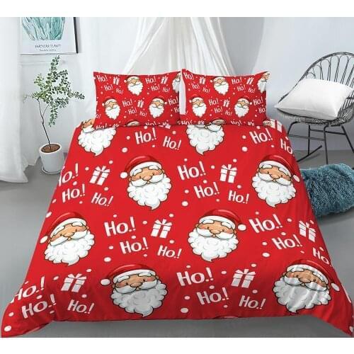 Christmas Decor Santa Claus Bedding set 2/3Pcs Duvet Cover Set with Zipper Closure for Kid Teens Adults Christmas Bedding Set