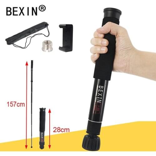 BEXIN aluminum 28cm adjustable tripod monopod lightweight camera phone stand unipod P308C P308D with detachable foot pad