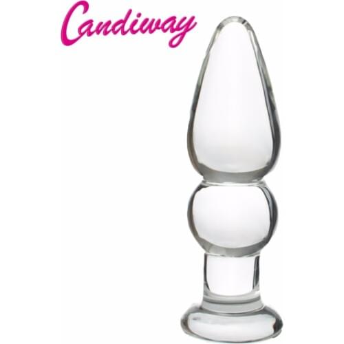 CandiWay Glass Butt Plug Anal Beads anus Dildo Erotic Sex Toy Adult Masturbation Products for women men gay sex game