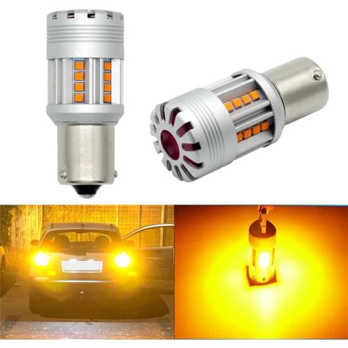 VANSSI 2 X PY21W BAU15S 1156 LED 150 Degree 21-SMD LED Lights Bulbs Turn Signal Lamp Amber Yellow