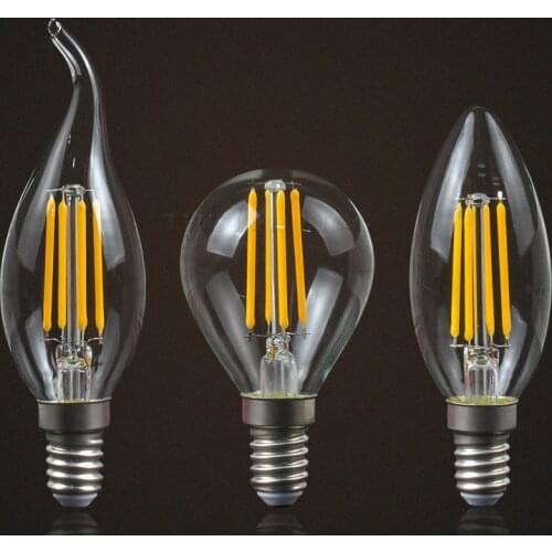 Vintage Edison Filament Bulb C35 E27 220V 12W 8W 4W Retro E14 C35L Led Dimmable Candle Bulbs Lamp For Indoor Chandelier Lighting