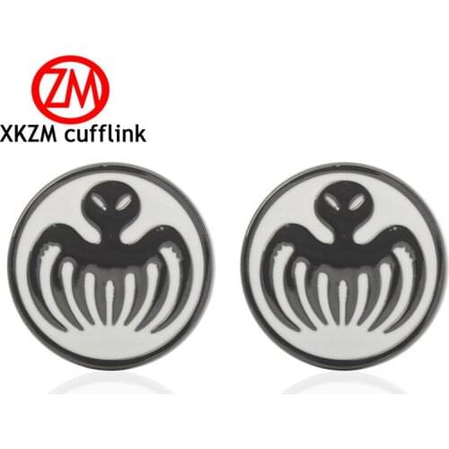 XKZM Jewelry French shirt cufflink for mens Brand gun Black Octopus 007 Cuff link Luxury Wedding Button silvery High Quality