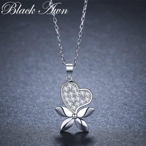 BLACK AWN 2019 New 925 Sterling Silver Jewelry Heart Elegant Necklaces Pendants Female Bijoux Lovers Gift K043