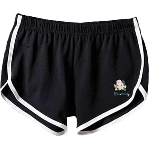 Women Short Floral Flower Appliques Summer Casual Daily Cotton Loose Yoga Sports Pant US