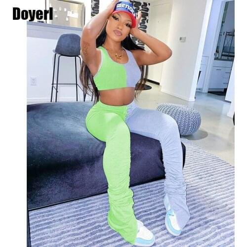 Joggers Women Set Tracksuit Casual Sport Suit High Waist Stacked Leggings 2 Piece Sets Womens Outfits Summer Clothes for Women