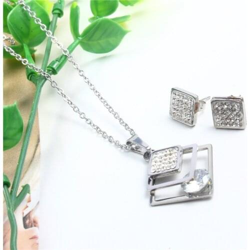 XUANHUA Fashion Stainless Steel Geometry Zircon Wedding Jewelry Sets For Women Dubai Jewelry Sets African Parure Bijoux Femme