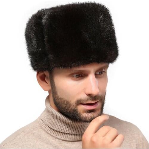 Winter And Autumn Russian Fashion Warm Mens Fur Bombing Cap Solid Color Thickening Cap Lei Feng Solid Snow Cap To Keep Warm