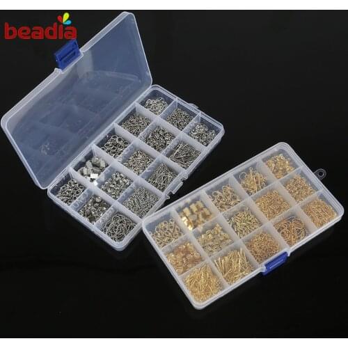 15grids High Quality 1Box Mixed Metal Gold Slive Accessories For DIY Necklace Earrings Bracelet Jewelry Making Findings Handmade