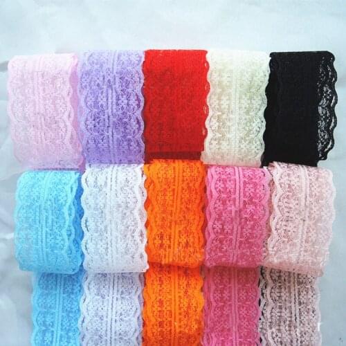 10Meters/Roll 4.5CM Colour Lace Ribbon Hair Cloth Accessories Hand DIY Polyester Laces Material Home Wedding Decoration Supplies