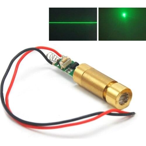 100mW 532nm Green Dot Line Laser Diode Module Powerful Brass LED 3.7V-5V Driver Cable