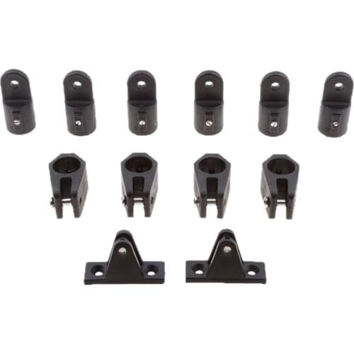 12 in 1 Eye End + Jaw Slide + Deck Hinge Fittings For 3 Bow Bimini Top 7/8'' Black Boat Nylon Hardware Kits
