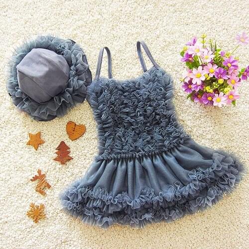 2020 swimsuit kids girl cap mesh toddler one piece bathing suit beach cute girls swimwear summer outdoor baby swimming clothes