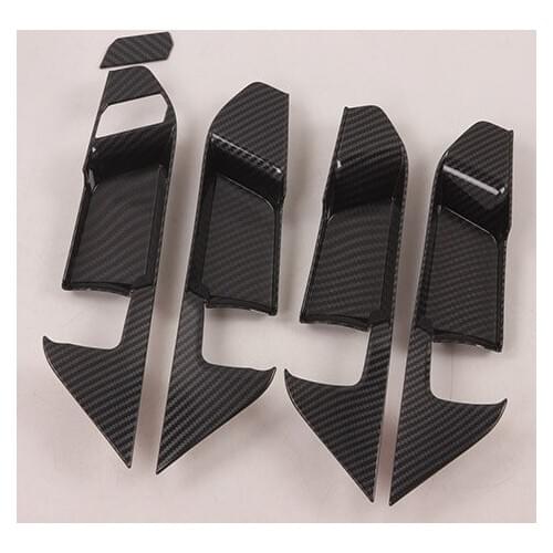 5pcs Carbon Fiber Interior Car Door Handle Bowl Cover Trim For Toyota RAV4 2019-2020(Right Handle drive)
