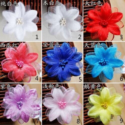 5Pcs Stereo Lace Flower Fabric Flowers Lace Applique For DIY Wedding Dress Decoration Trim Appliques Sewing Garments Accessories