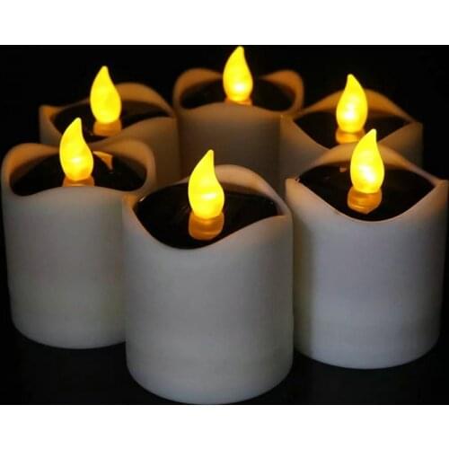 6pcs romatic Solar Power energy Flickering LED Flameless Candle lamp nightlight f/Home Bar Wedding Valentine party deco 7.5CM(H)