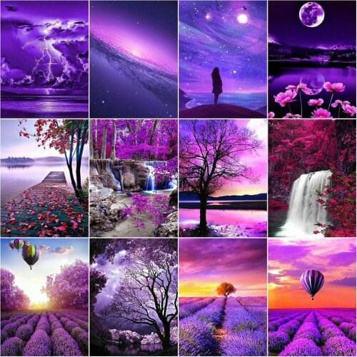 AZQSD Diamond Painting Sunset Mosaic Full Square Drill Handmade Gift Diamond Art Waterfall Picture Of Rhinestones Home Decor