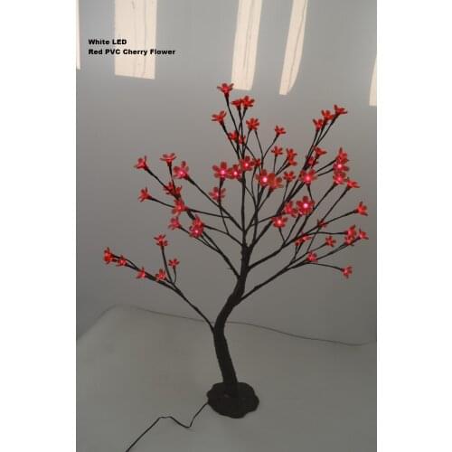 64 PCs White LED plus Colorful PVC Cherry Blossom Flower Tree in 70cm standing cherry tree with Base and nature trunk treatment