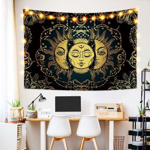 Mandala White Black Colorful Sun Moon Tapestry Wall Hanging Celestial Wall Tapestry Hippie Wall Carpets Dorm Decor Tapestry