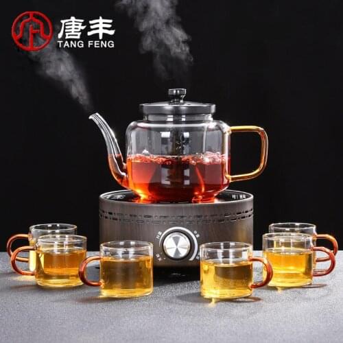 Hot sale European Household Tea Drinking Heat-Resistant Glass Tea Boiler Teapot Teacup Steaming Kungfu Teaware Tea Maker Set