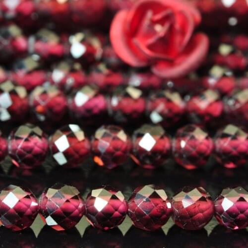 Natural Red Garnet Faceted Round Loose Beads Wholesale Gemstones Semi Precious Stone Bracelet Necklace For Jewelry Making Design