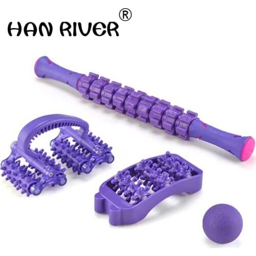 HANRIVER Portable fascia muscle relaxation massage stick gear ball roller yoga massage roller stretch "