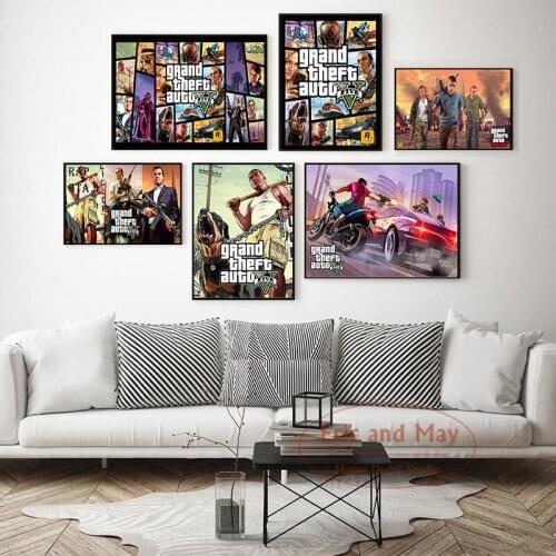 Theft Auto Game Canvas 5 Gta Hot Video Painting Pictures On The Wall Nordic Decoration Home Decor Affiche