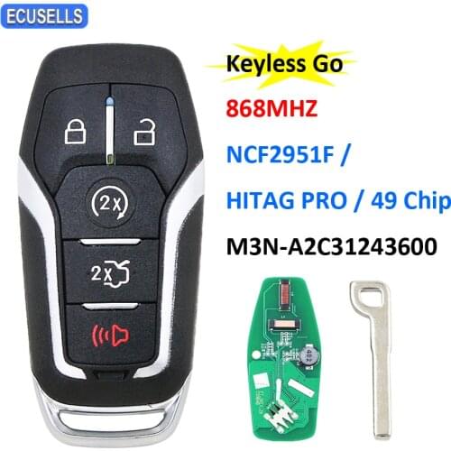 Keyless Entry Remote Car Key 868Mhz 49 Chip FCC: M3N-A2C31243600 for Ford Mustang Fusion Taurus F-450 F-150 Explorer Edge Mondeo