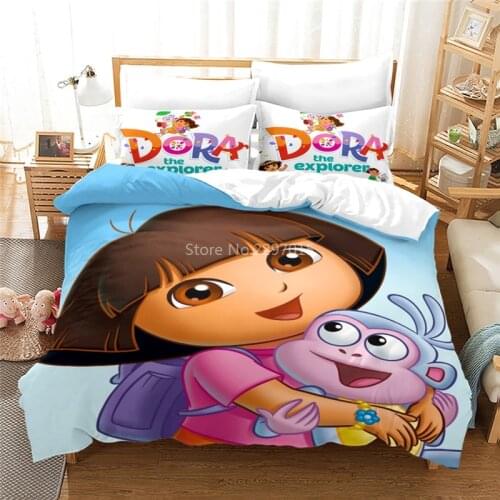 Dora The Explorer Duvet Cover with Pillowcase Kids 3D Printed Bedding Set Single Double Twin Full Queen King Size Bedroom Decor
