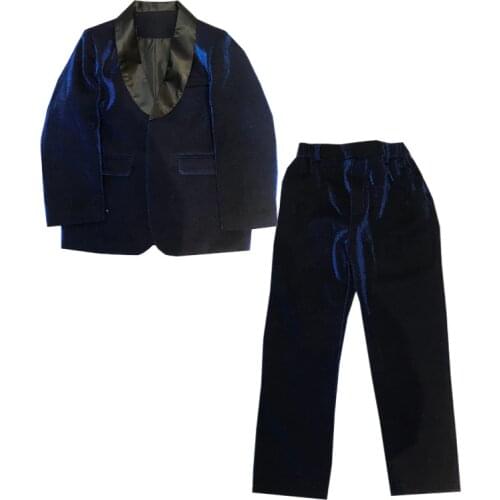 Childrens Performance Suit Sets 2019 Spring Summer Boys Piano Catwalk Show Dress Costume Kids Formal Blazer +Pants 2pcs Outfits