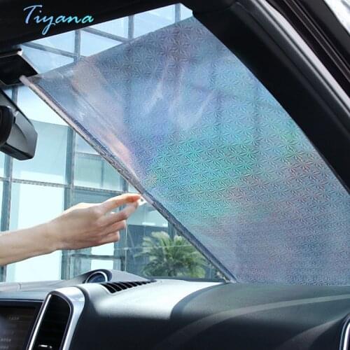 Metal Sunshade For Car Front Window Windshield Suction Cup Automatic Telescopic Double Layer Heat Insulation Blackout Curtain 5