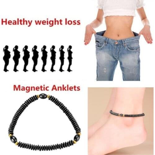 Magnetic Therapy Anklet Beads Foot Chain Vintage Black Healthy Weight Loss Ankle Bracelet Bangle for Women Men Jewelry