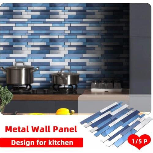 Metal Self Adhesive Wall Backsplash Paper Sticker Home Decor for Kitchen Bathroom Dining Hall Waterproof Peel and Stick Tile