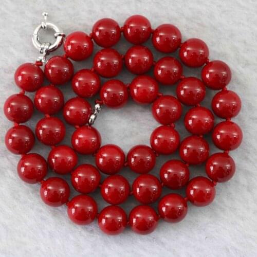 Fashion red artificial coral stone semi-precious round beads 8mm 10mm 12mm 14mm diy chains jewelry trendy necklaces 18inch B1015