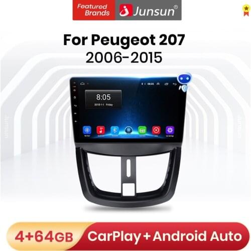 Junsun V1 Pro 4G+64G Android 9.0 4G Car Radio Multimedia Player For PEUGEOT 207 2006-2015 GPS Navigation no 2din autoradio