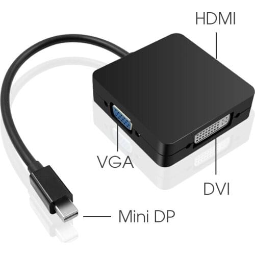 3 In 1 Mini Displayport DP Thunderbolt To DVI VGA Converter Adapter Display Port Cable For PC MacBook Projector
