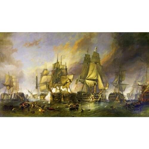 Battle of Trafalgar Stretched War Ship Art Film Print Silk Poster for Your Home Wall Decor 24x36inch
