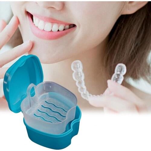 Portable Dental False Teeth Container w/Strainer Detachable PP Denture Bath Box Food-grade Dental False Teeth Case Oral Supplies