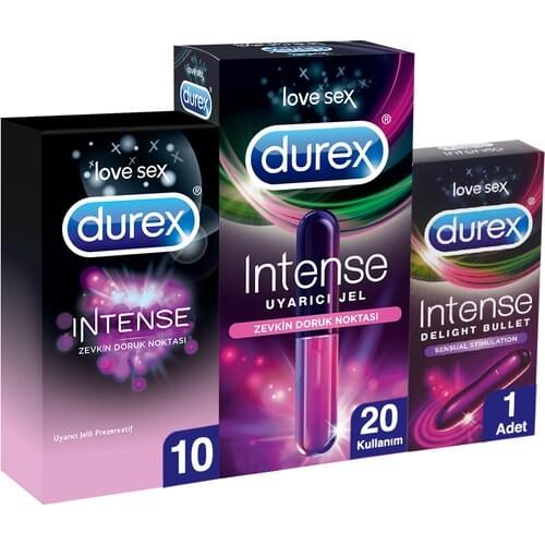 Durex Delight Bullet Vibrator + Intense Stimulating Gel + Intense Stimulating Condoms 10'lu