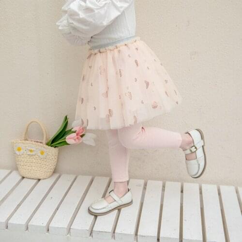 Girls mesh skirt pants spring summer new arrival fashion cute princess love two-piece skirt trousers baby kids girls pants