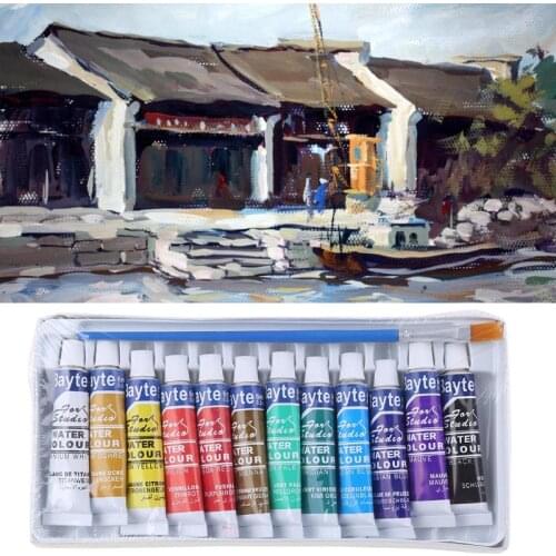 12 Colors Professional Tubes 6ml Paint Tube Drawing Painting Watercolor Pigment Set With Brush Art Supplies Pigment For Artists