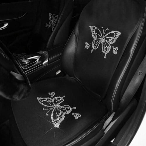 Diamond Butterfly Universal Car Seat Covers Interior Accessories Women Auto Seat Cushion Pad Four Seasons Seat Mats