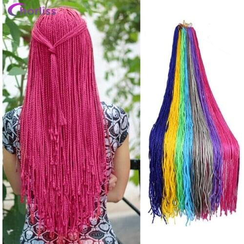 28Inch Zizi Braids Crochet Box Braids Colored Synthetic Hair Extensions Pure Black Brown Pink Blue Crochet Braids Hair Chorliss