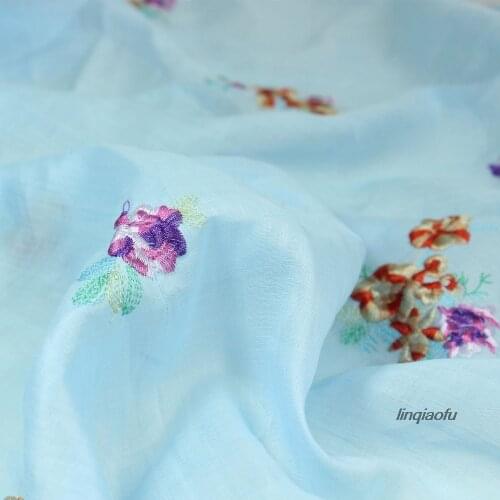 High-end pure ramie embroidery embroidered robe fine dress fabric