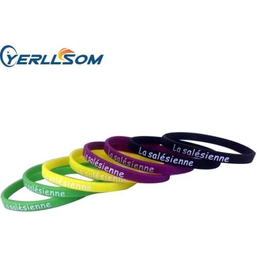 YERLLSOM 300pcs/Lot High Quality Wholesale Custom Bulk Cheap 6MM Silicone Wirstbands printed text for events YS19091709